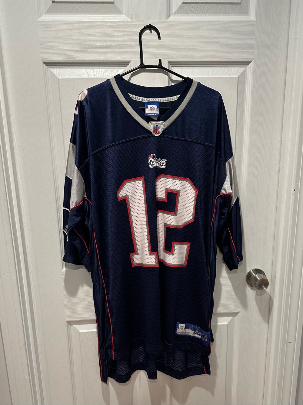Reebok Tom Brady New England Patriots NFL Jersey Mens 2XL Blue 12 On Field